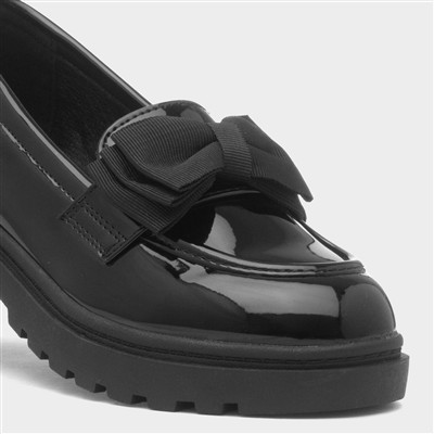Astrid Girls Black Patent Bow Loafer