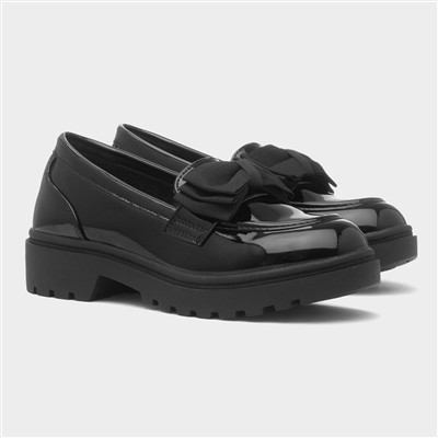 Astrid Girls Black Patent Bow Loafer