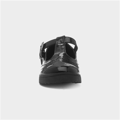 Nell Girls Black Patent T-Bar Shoe