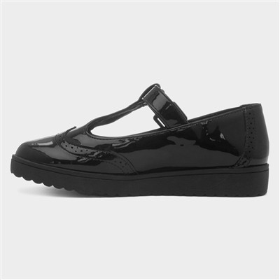 Nell Girls Black Patent T-Bar Shoe