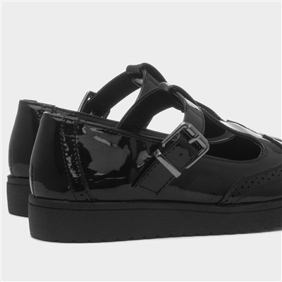 Nell Girls Black Patent T-Bar Shoe