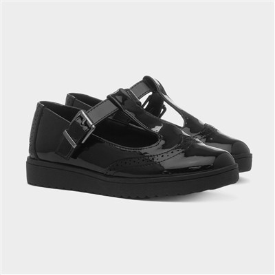 Nell Girls Black Patent T-Bar Shoe