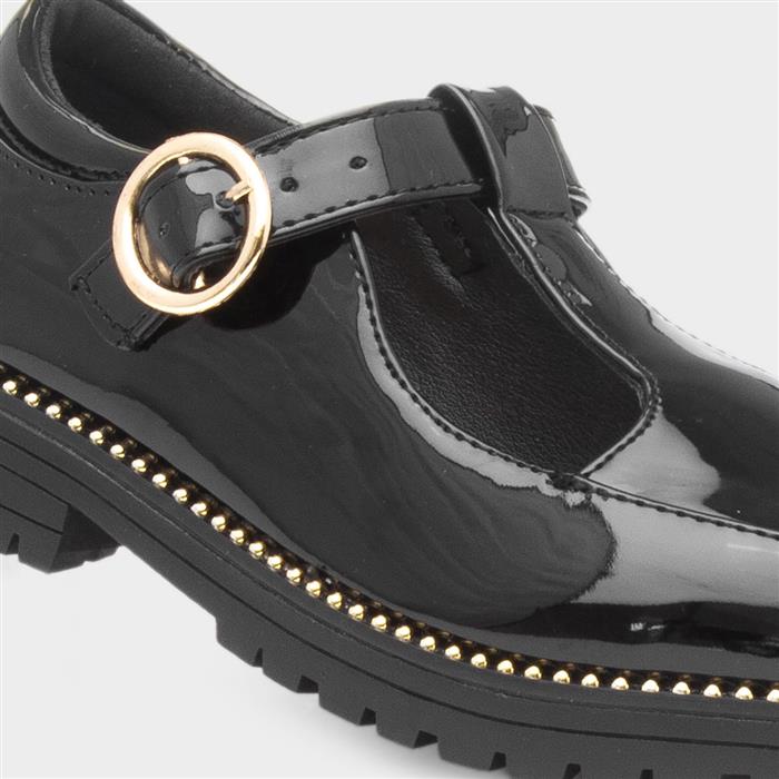 Maisee Girls Black School Shoe