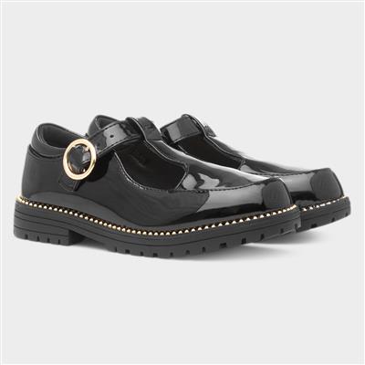 Maisee Girls Black School Shoe
