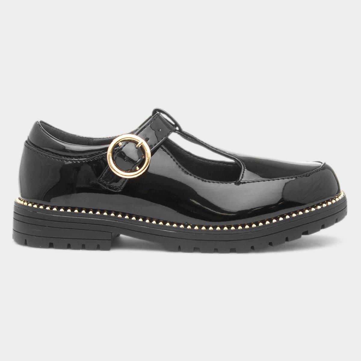 Maisee Girls Black School Shoe
