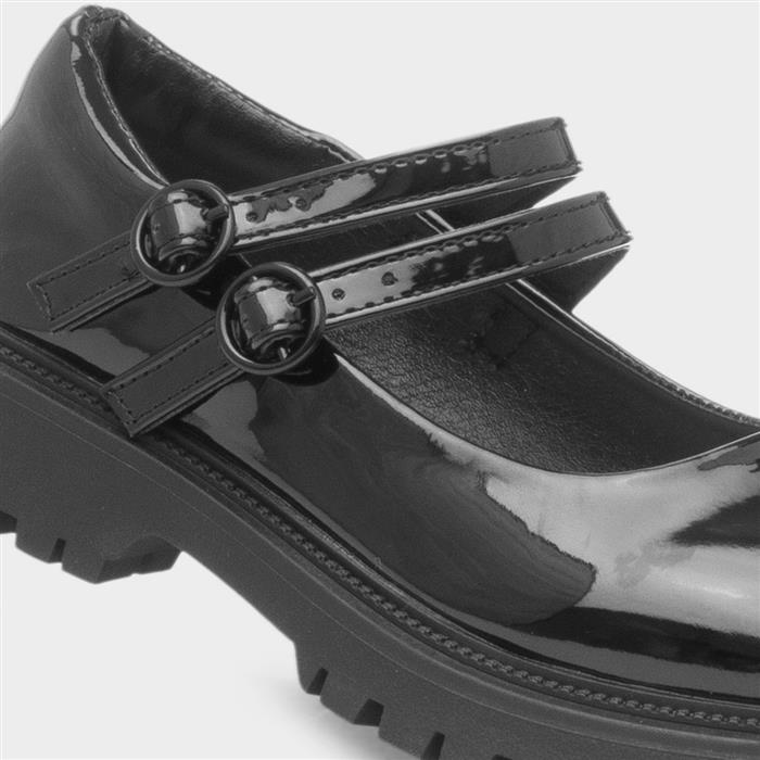 Mae Girls Black Patent School Shoe