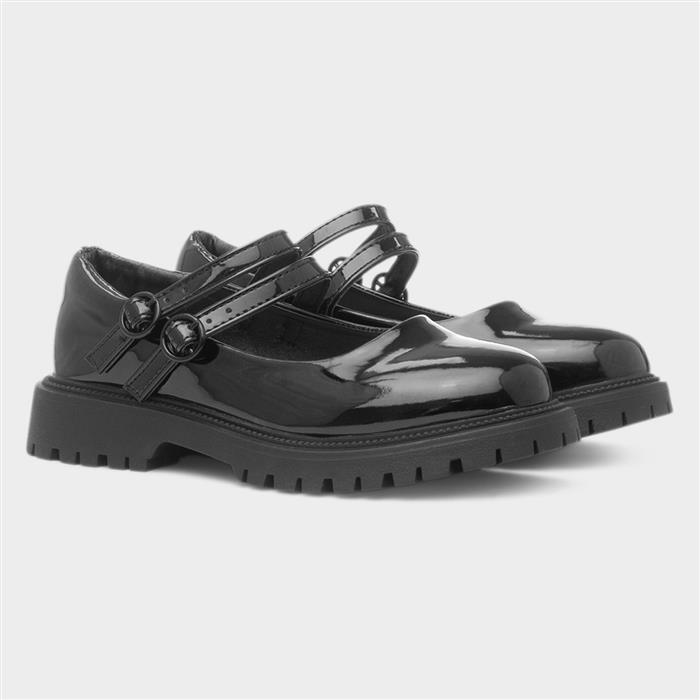 Mae Girls Black Patent School Shoe