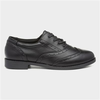 Girls Lace Up Brogue Shoe in Black