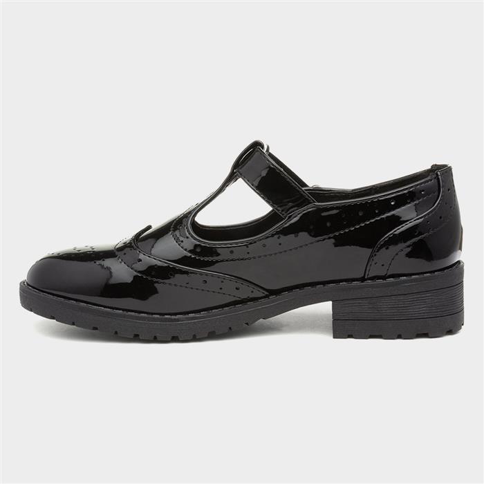 Junior Cam Girls Patent Brogue T-Bar