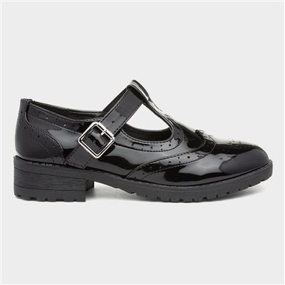Lilley Junior Girls Patent Brogue T-Bar 