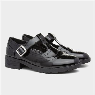 Lilley Girls Patent Brogue T-Bar-20485 
