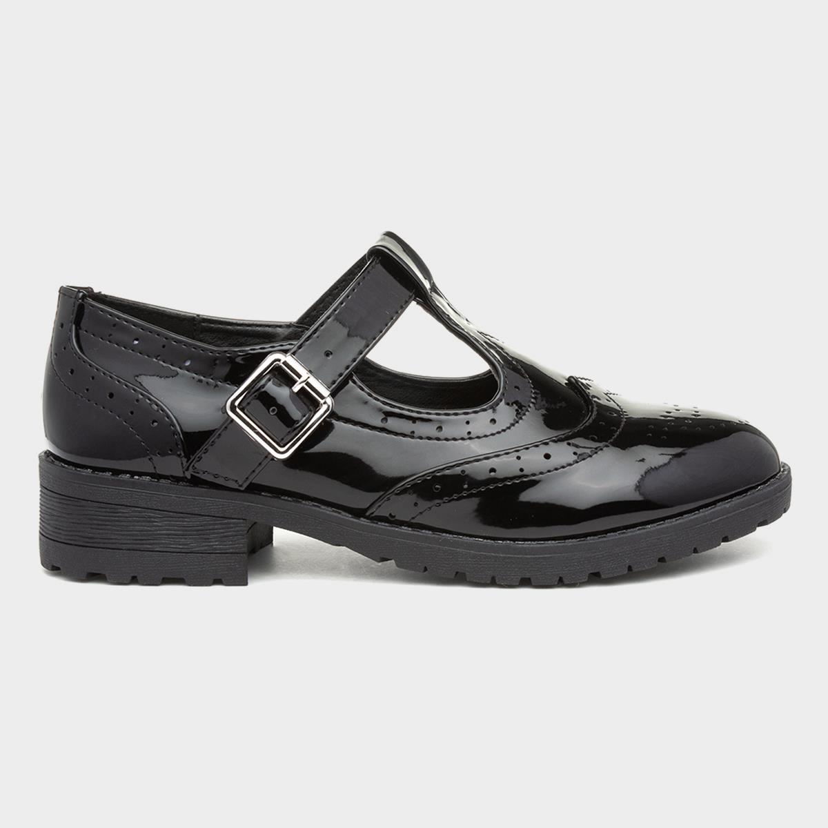 Lilley Junior Girls Patent Brogue T-Bar 