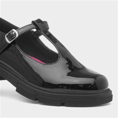 Bonnie Girls Black Patent T-Bar Shoe