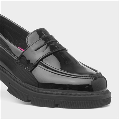 Ayden Girls Black Patent Loafer