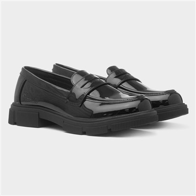 Ayden Girls Black Patent Loafer