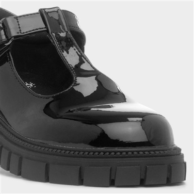 Sunshine Girls Black Patent T-Bar Shoe