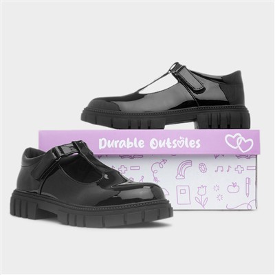 Sunshine Girls Black Patent T-Bar Shoe