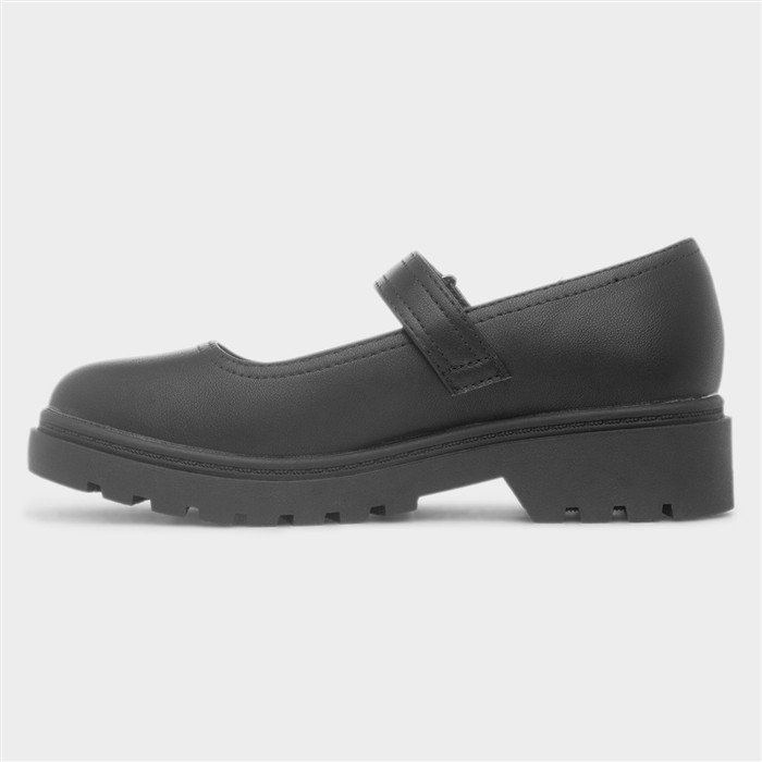 Gianna Girls Black Easy Fasten Shoe