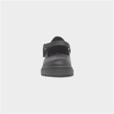 Gianna Girls Black Easy Fasten Shoe