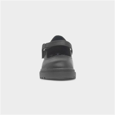 Gianna Girls Black Easy Fasten Shoe