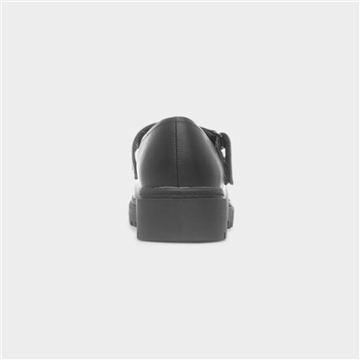 Gianna Girls Black Easy Fasten Shoe