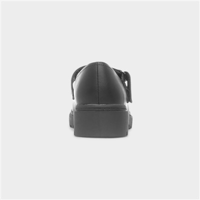 Gianna Girls Black Easy Fasten Shoe