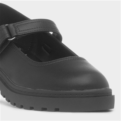 Gianna Girls Black Easy Fasten Shoe