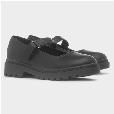 Gianna Girls Black Easy Fasten Shoe