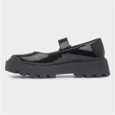 Lila Girls Black Patent Buckle Shoe