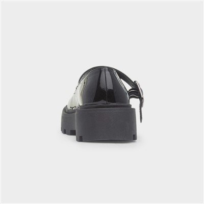 Lila Girls Black Patent Buckle Shoe