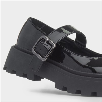Lila Girls Black Patent Buckle Shoe