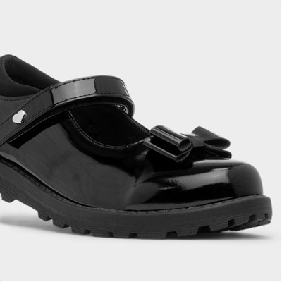Kaia Girls Black Patent School Shoe