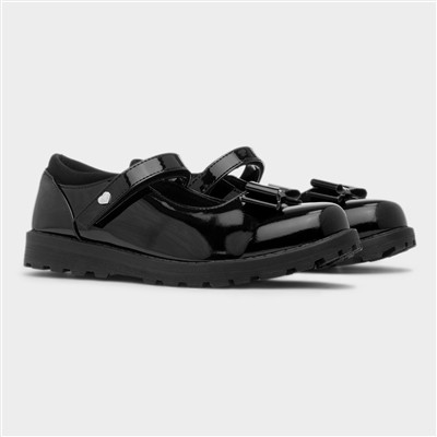 Kaia Girls Black Patent School Shoe