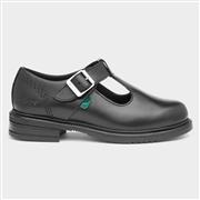 Kickers Lach Girls Black Leather T-Bar Sizes 36-39 (Click For Details)