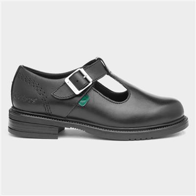 Lach Girls Black Leather T-Bar Shoe