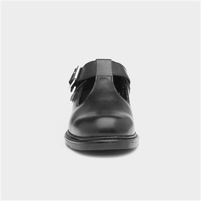 Lach Girls Black Leather T-Bar Shoe