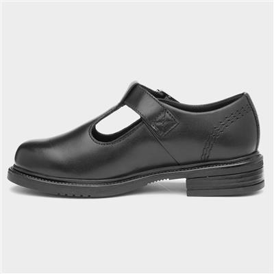 Lach Girls Black Leather T-Bar Shoe
