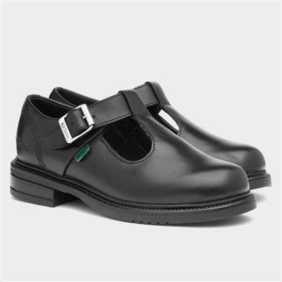 Lach Girls Black Leather T-Bar Shoe