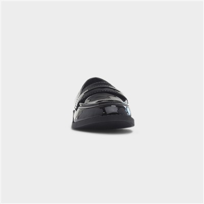 Ruby Girls Black Patent Loafer Shoe