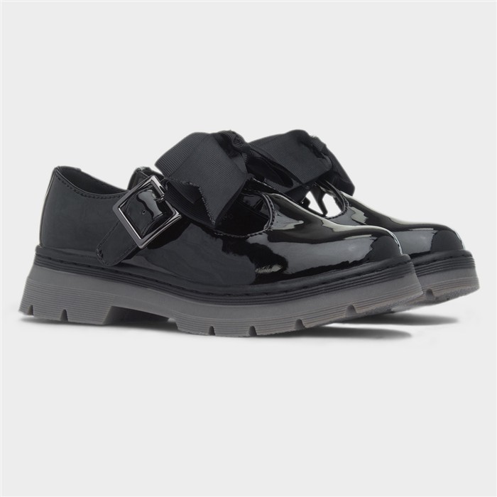 Lume Girls Black Patent School Shoe