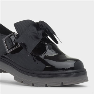 Lume Girls Black Patent School Shoe