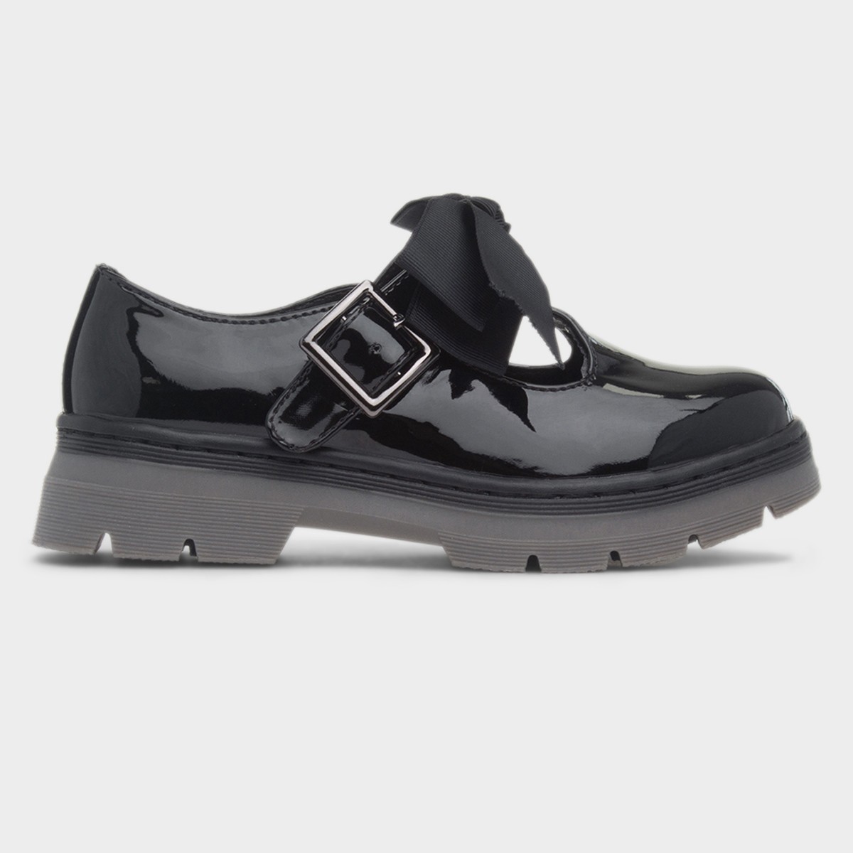Lume Girls Black Patent School Shoe