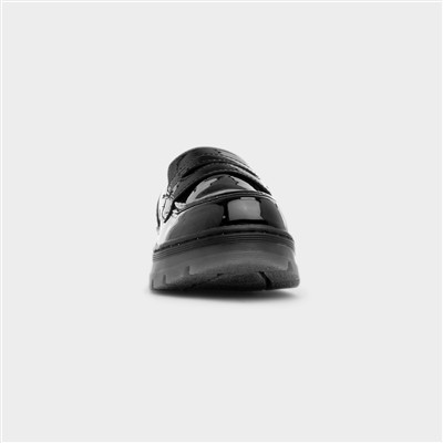Lexie Girls Black Patent Chunky Loafer