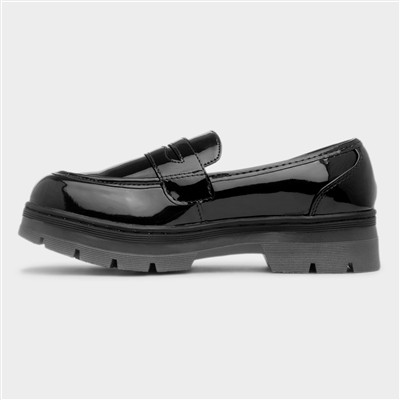 Lexie Girls Black Patent Chunky Loafer