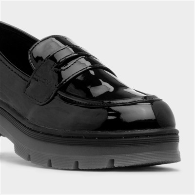 Lexie Girls Black Patent Chunky Loafer