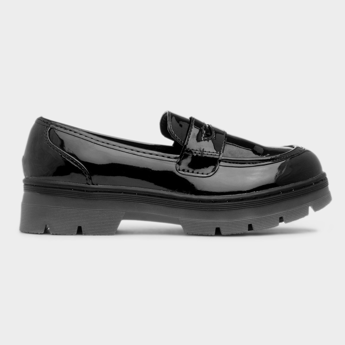 Lexie Girls Black Patent Chunky Loafer