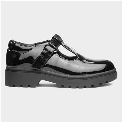 Carly Girls Black Patent School Shoe