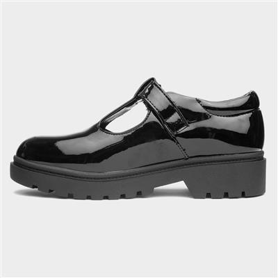 Carly Girls Black Patent School Shoe