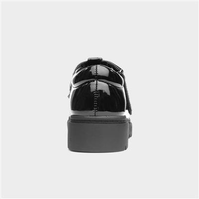 Carly Girls Black Patent School Shoe
