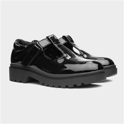Carly Girls Black Patent School Shoe